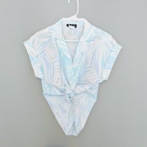 Vtg 90's Tropical Pastel Summer Blouse